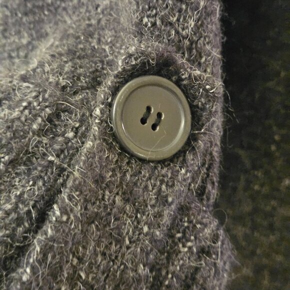 Carolyn Taylor Cozy Comfy charcoal grey wool blend cowl neck roll tab sweater L - Picture 8 of 9